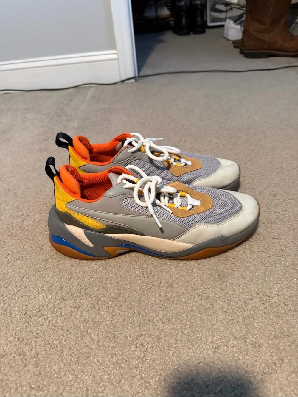 PUMA Kids' Colorblock Runner Sneaker - Gray/Yellow/Orange